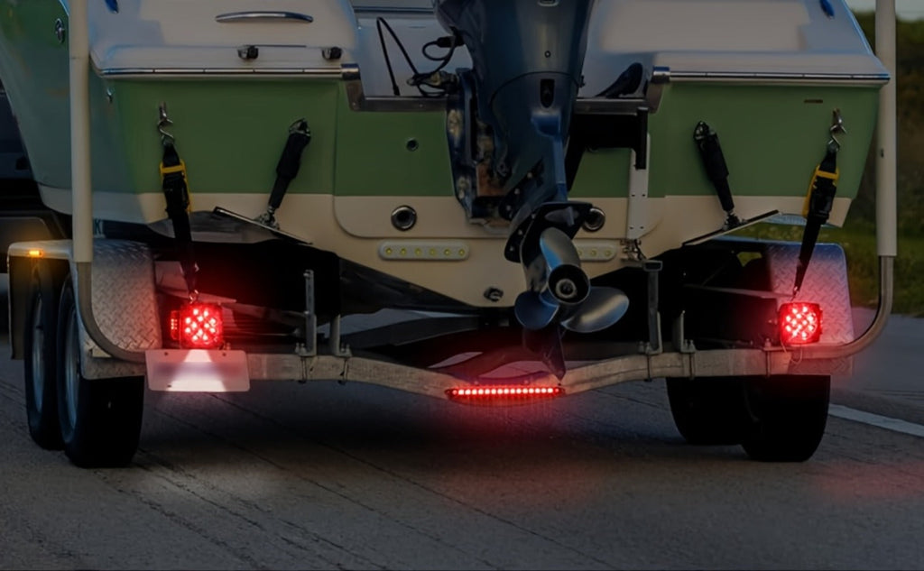 LED Trailer Light Kit with Wire Harness – Tail Lights, Amber Marker Lights & Brake ID Bar, 12V, Fits Boat Trailer Camper Truc