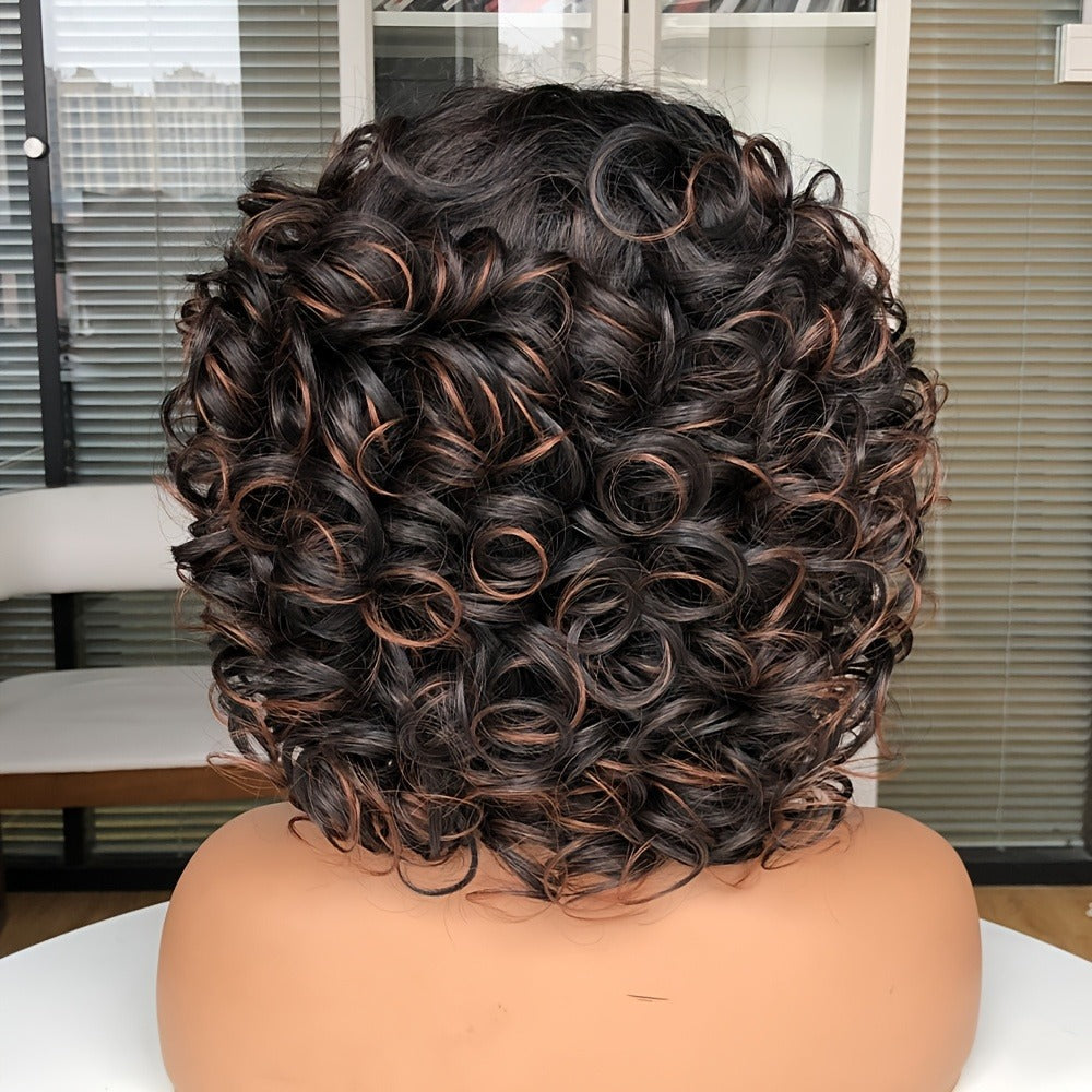 Synthetic Wig 14-Inch Jerry Curls with Wispy Bangs and 13x1 Lace Front in Three Colors for Daily Styling — image 6