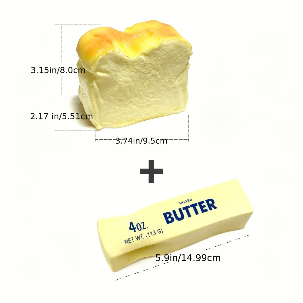 Squishy Bread and Butter Squeeze Toy Set 2pcs, Slow Rising Custard Bread Squishies with Creamy Scent — image 2