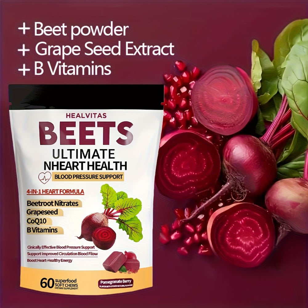 Super Beet Chewable Gummies with CoQ10 Grape Seed Extract & B Vitamins for Bath Time, Home Spa and Personal Care — image 7