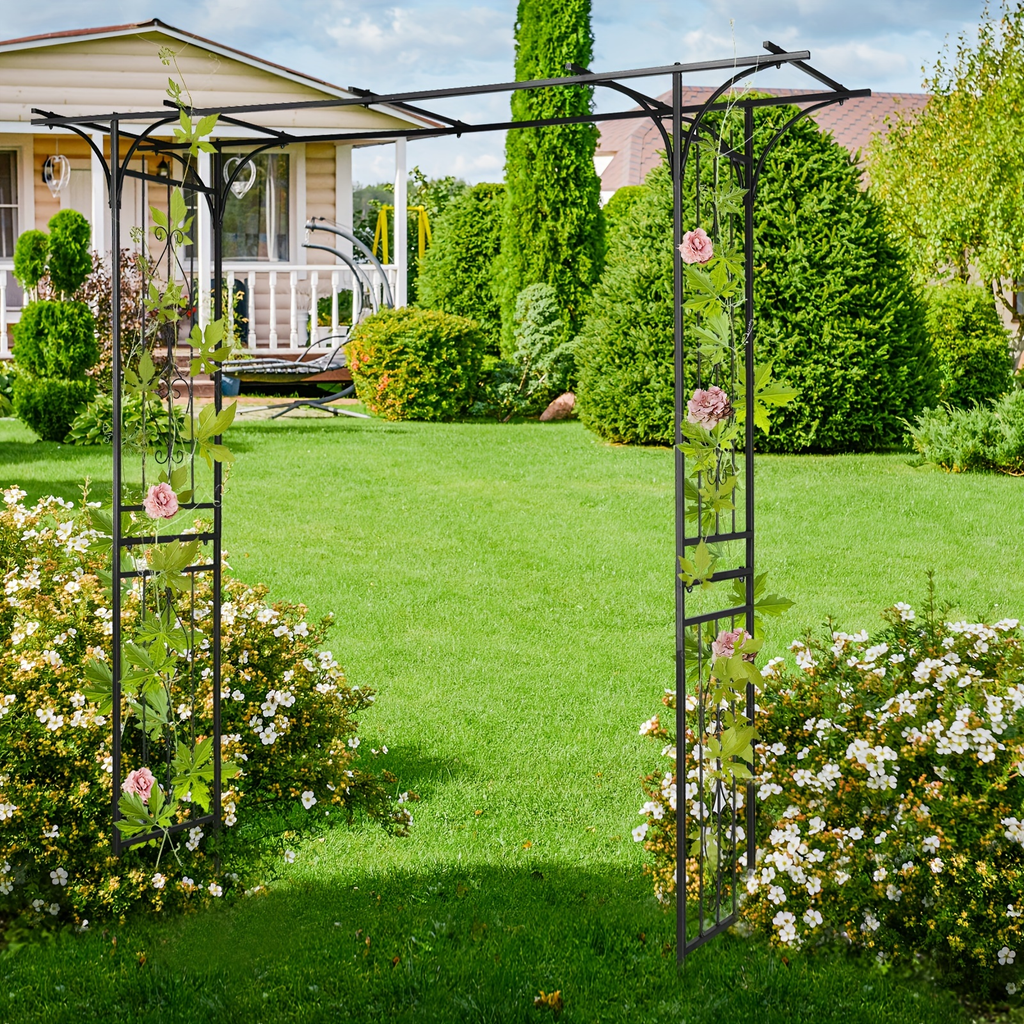 Wrought Iron Garden Arch 7ft Rose Trellis Multi-Style for Garden, Patio and Yard Use, with the Listed Configuration — image 1