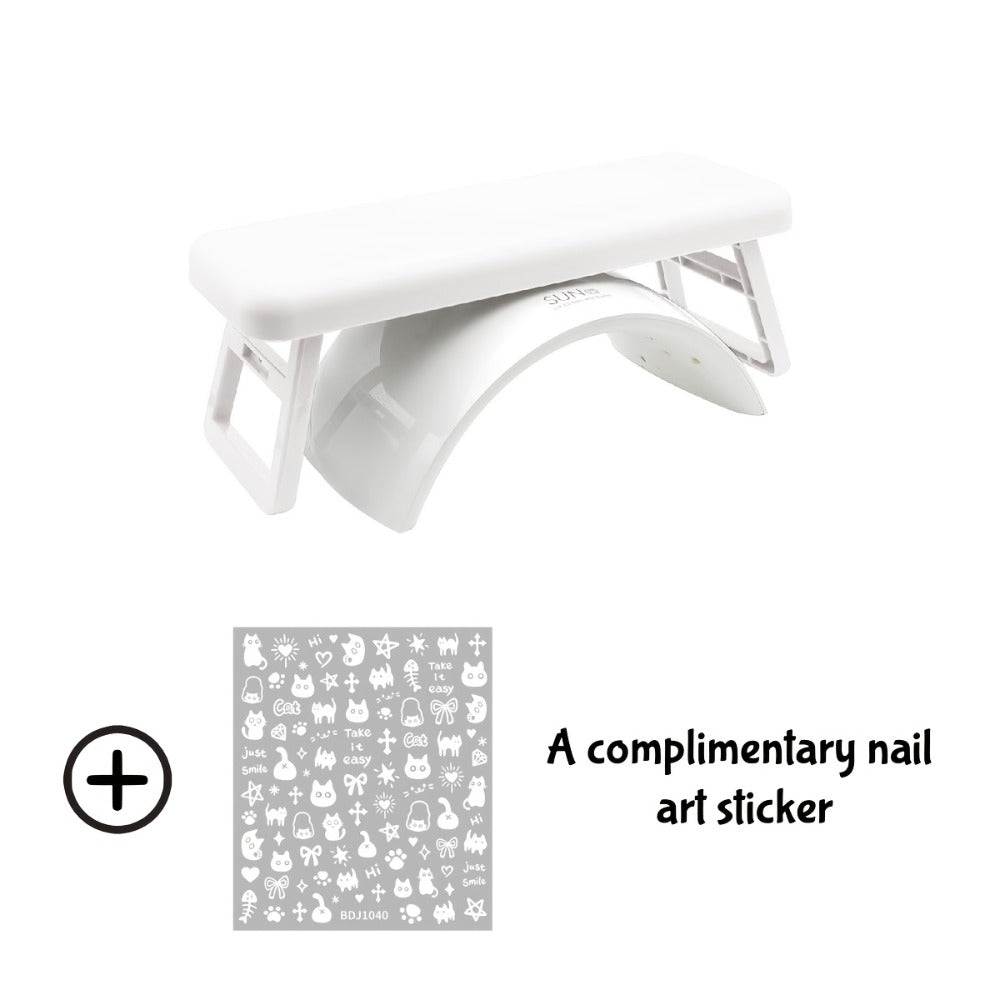 Folding Nail Armrest Hand Rest for Nail Technicians – Cushioned Wrist Support Pillow Bracket, Portable Manicure Table Stand —