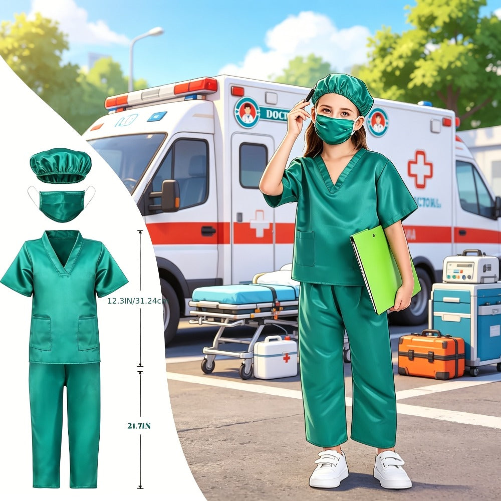 Kids Dress Up Costumes Set 4-in-1, Firefighter, Police, Astronaut & Doctor Role Play Clothes for Boys Girls Ages 3-6 — image 