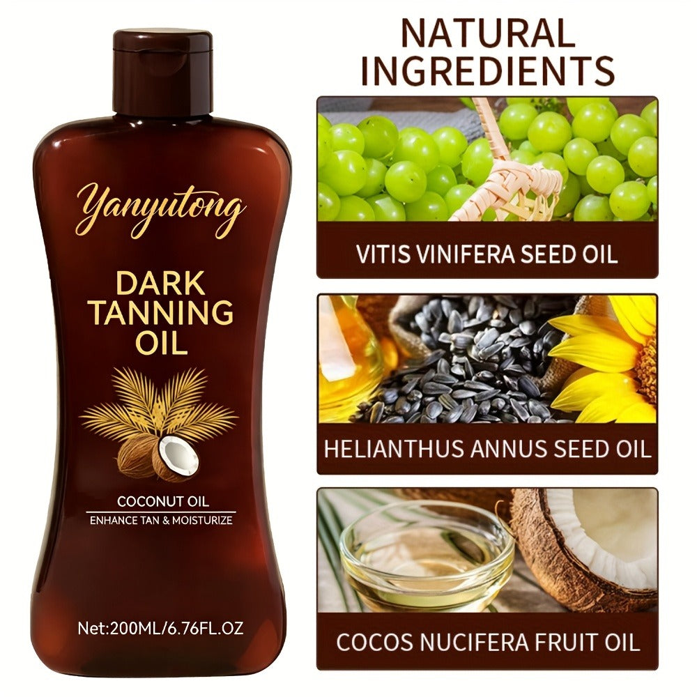 Sun Tanning Oil 200ml – Deep Golden Tan Accelerator Body Oil for Beach & Outdoor, Moisturizing & Nourishing Summer Skin Care 