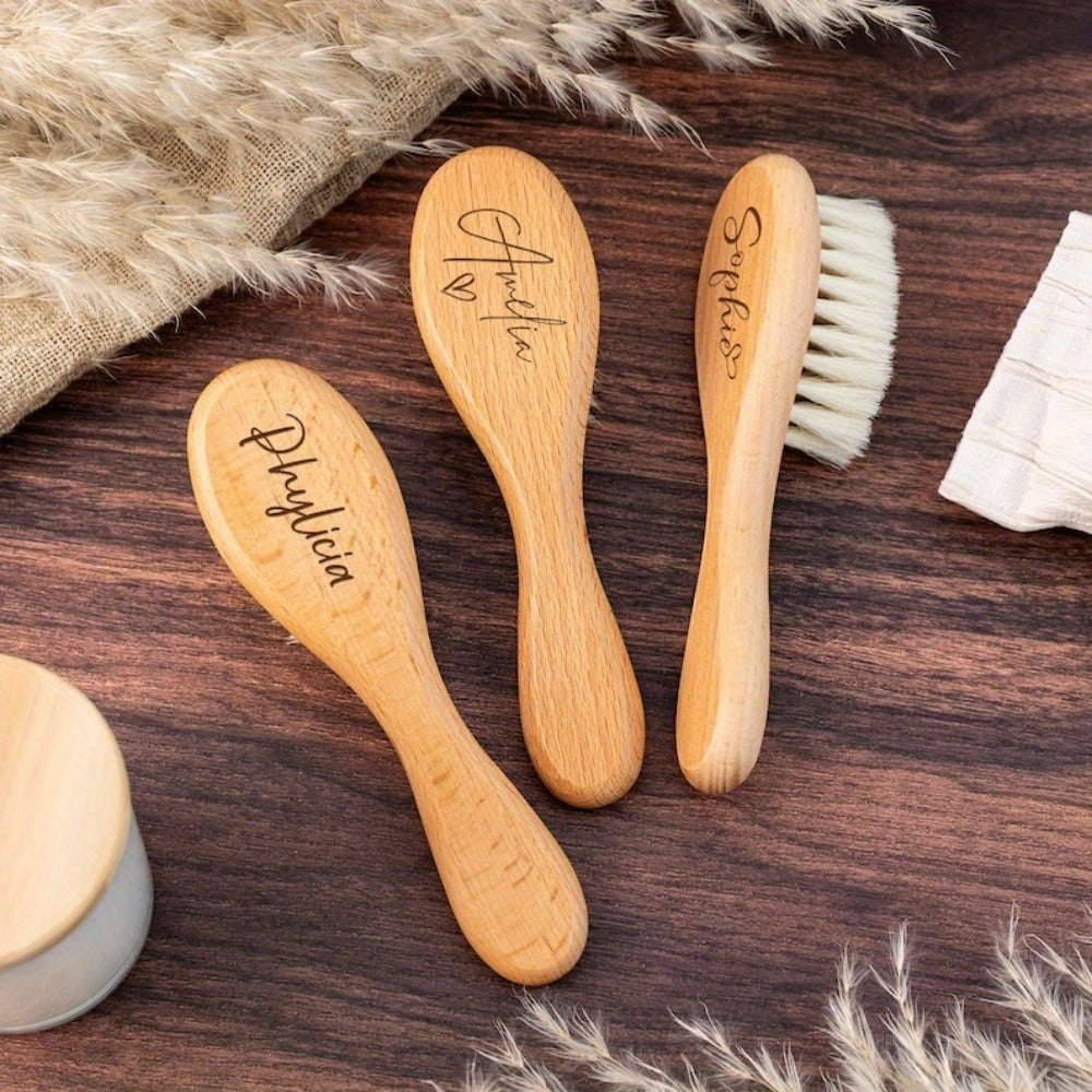 Custom Engraved Baby Brush Personalized Newborn Soft Hair Brush with Name, Unique Keepsake Gift for Baby Shower — image 4
