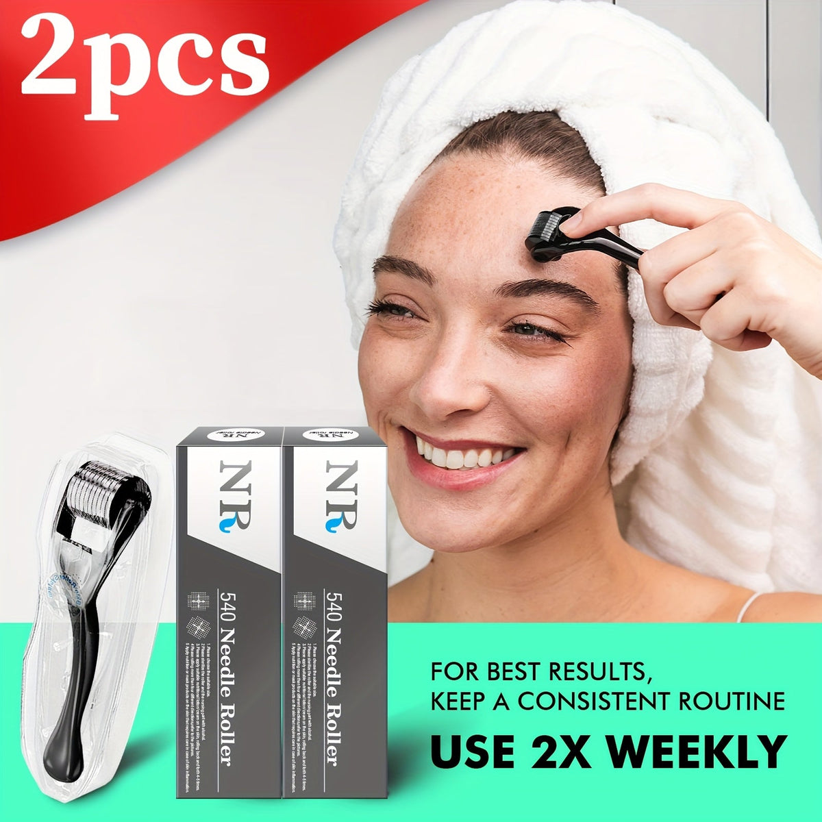 Microneedle Derma Roller 0.25mm 2-Pack for Face Scalp Beard for Bath Time, Home Spa and Personal Care — image 11