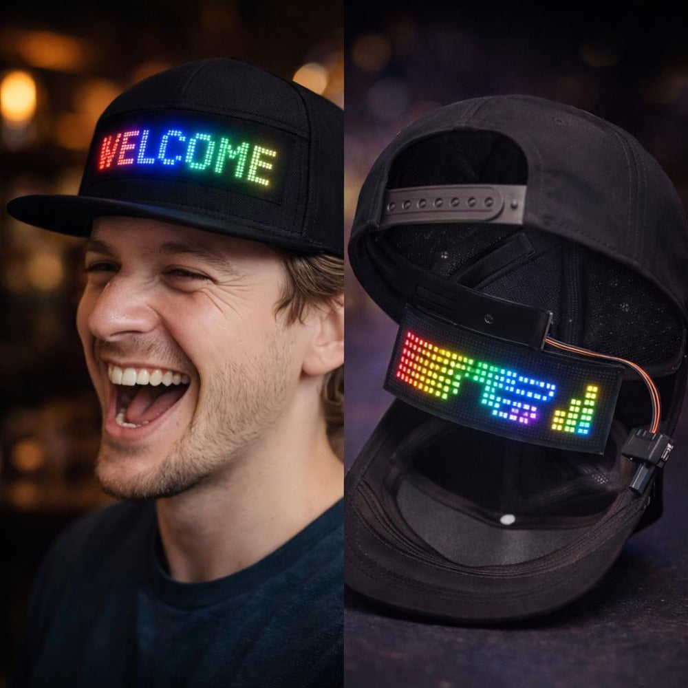 Programmable LED Hat App Controlled Scrolling Text Light Up Baseball Cap for Men Women Parties Halloween Christmas Gift USB C