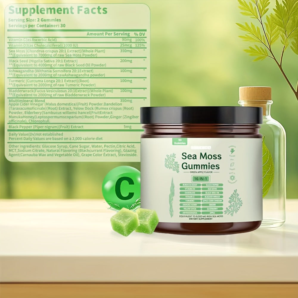 Sea Moss Gummies with Turmeric, Ashwagandha & Black Seed Oil, Immune Support for Bath Time, Home Spa and Personal Care — imag