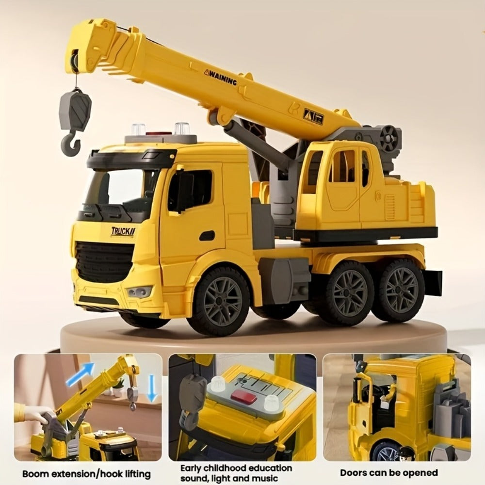 Inertia Crane Truck Toy for Kids - Large Engineering Vehicle with Telescopic Arm, Interactive Track & Double Doors — image 1