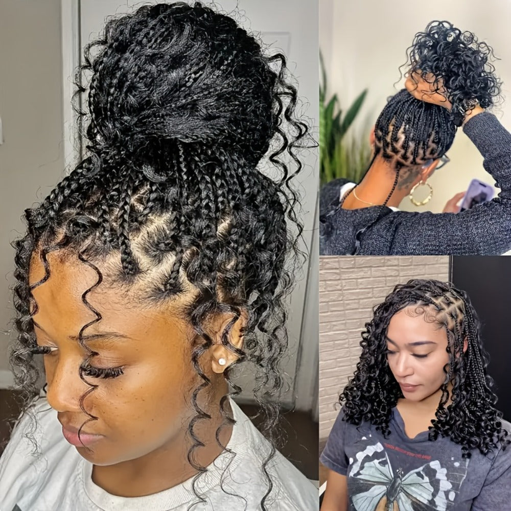 Sixteen-Inch Braided Wig with Full Lace Cap, Curly Ends and Four Black or Multicolor Checkout Options — image 2