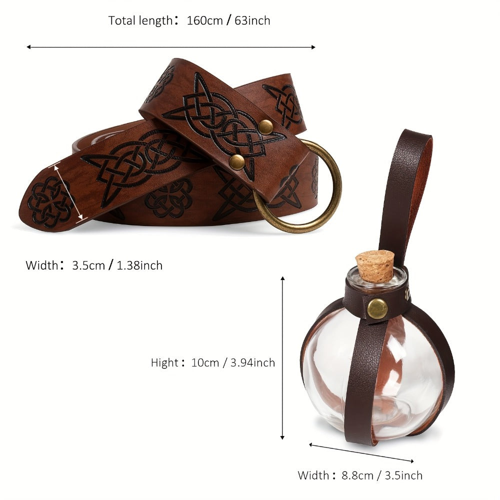 Medieval Costume Accessories Set 5-Piece, Corset Belt, Renaissance Belt Bag, Cork Potion Bottle & More for Halloween — image 