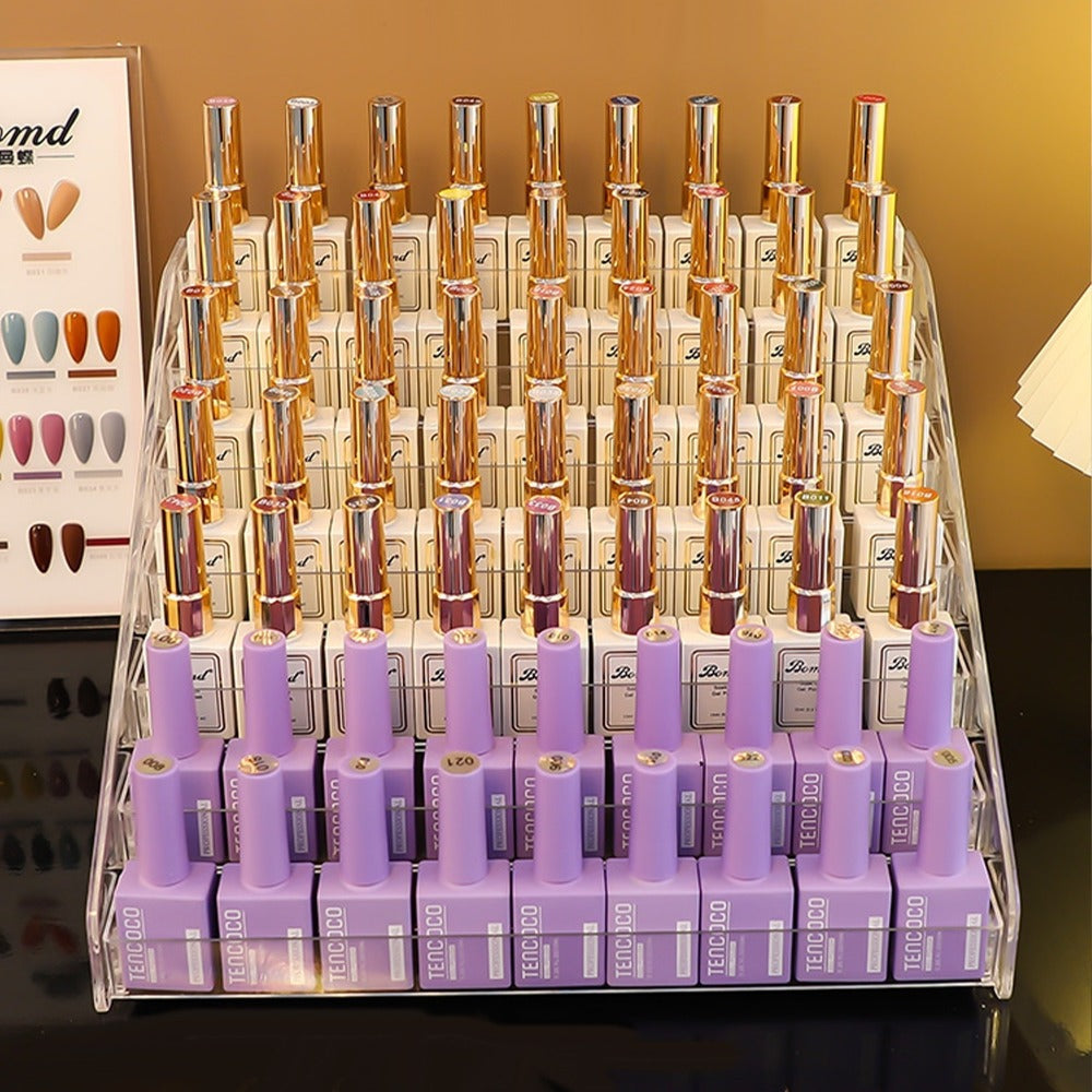 Nail Polish Organizer Acrylic Display Stand 4 Tier Clear Transparent Rack Gel Polish Holder Countertop Storage Shelf for Nail