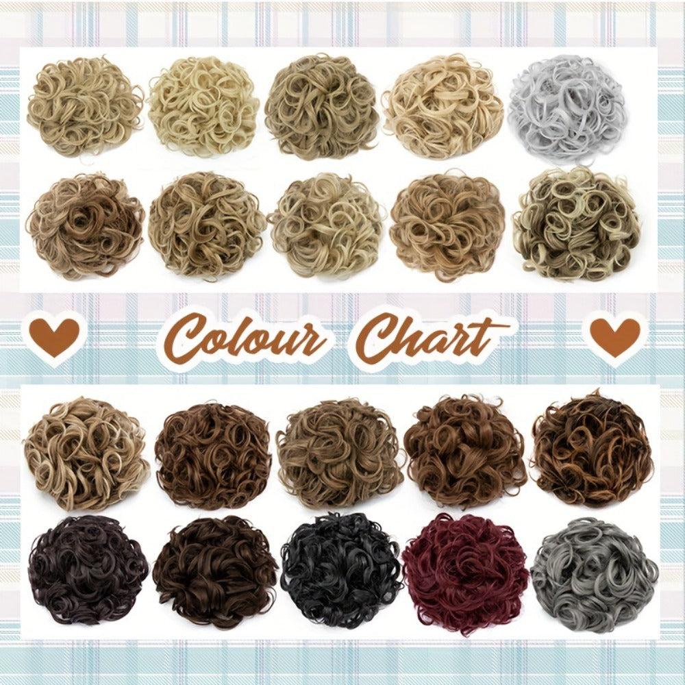 Clip In Hair Bun Extension Messy Bun Chignon Hairpiece – Synthetic Curly Updo with Comb & Scrunchie for Women — image 13