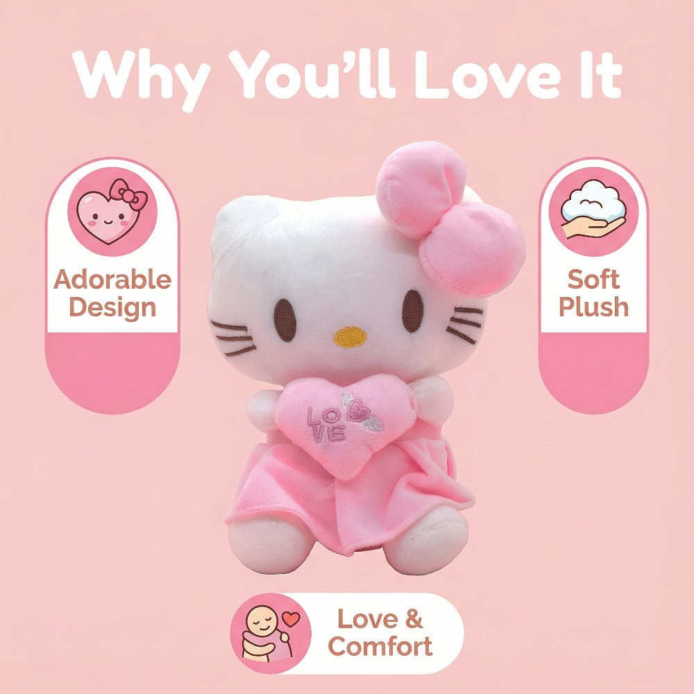 Hello Kitty Heart Plush Doll Kawaii Sanrio Stuffed Animal Cuddly Toy Gift with the Listed Color, Size or Set Options for Ever