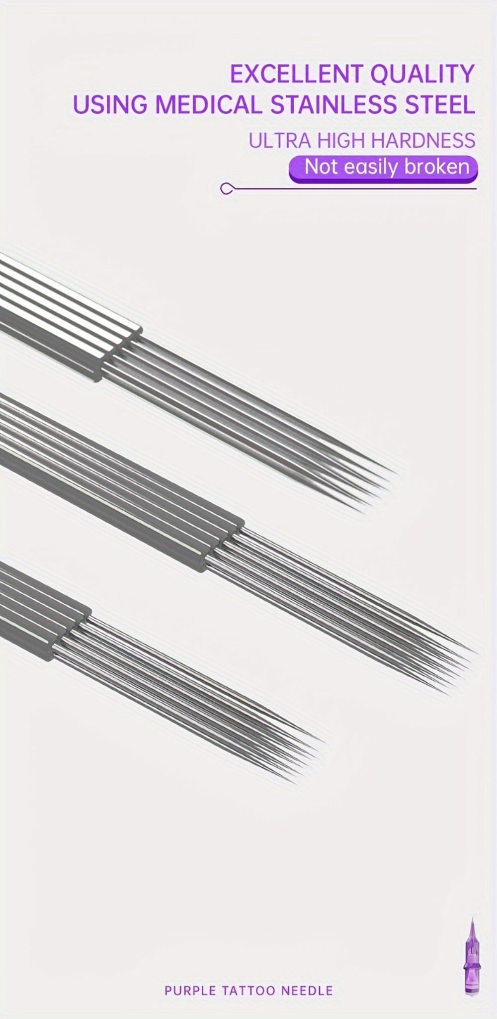 Tattoo Cartridge Needles 30 50pcs Purple RL RS RM M1 Mixed Sizes - Tuffking Disposable for Temporary Body Art, Festivals and 