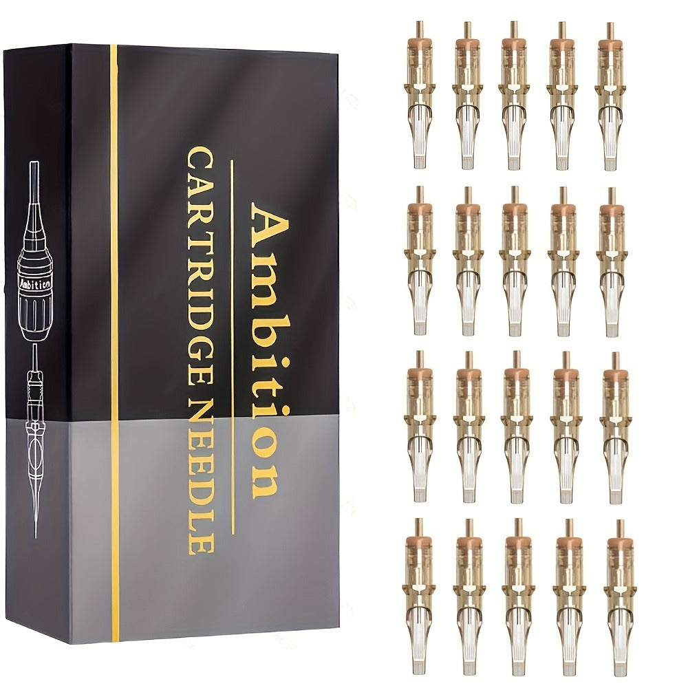 Ambition Tattoo Cartridge Needles 20pcs Professional RL RS RM Sizes with Safety Membrane for Temporary Body Art, Festivals an