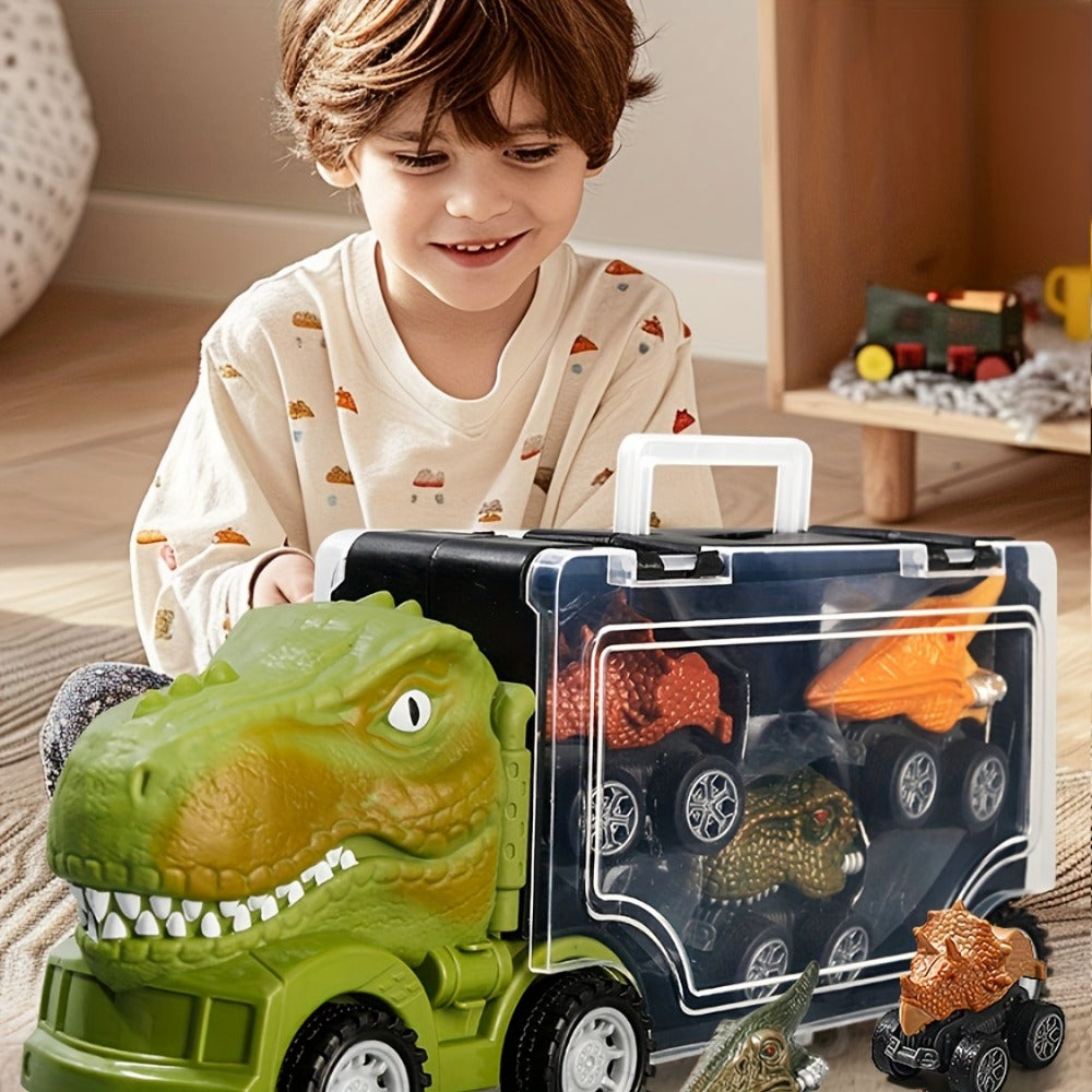 T-Rex Dinosaur Carrier Truck Playset with Mini Cars, Figures and Standard or Upgraded Package Options — image 12