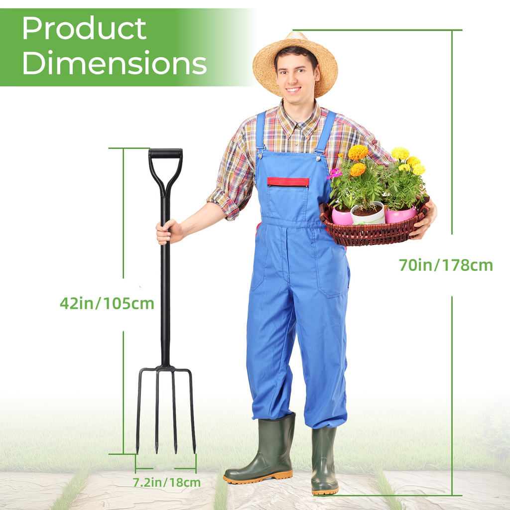 Four-Tine Garden Spading Fork with 42-Inch Shaft, D-Shaped Grip and Black Metal Construction — image 4
