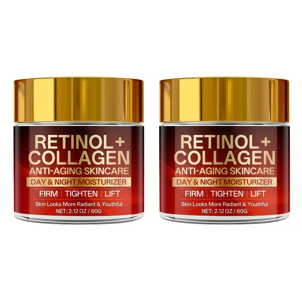 Two-Jar Day and Night Face Moisturizer Set with Retinol + Collagen Package Label and 60 g Jars — image 3