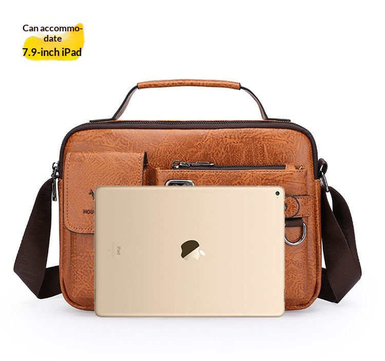 Men's Large Capacity PU Shoulder Bag Retro Business Style
