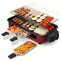 Indoor Electric Smokeless Grill 1700W with Raclette Pans, Non-Stick Plate, Portable Tabletop BBQ Griddle for Couples — image 