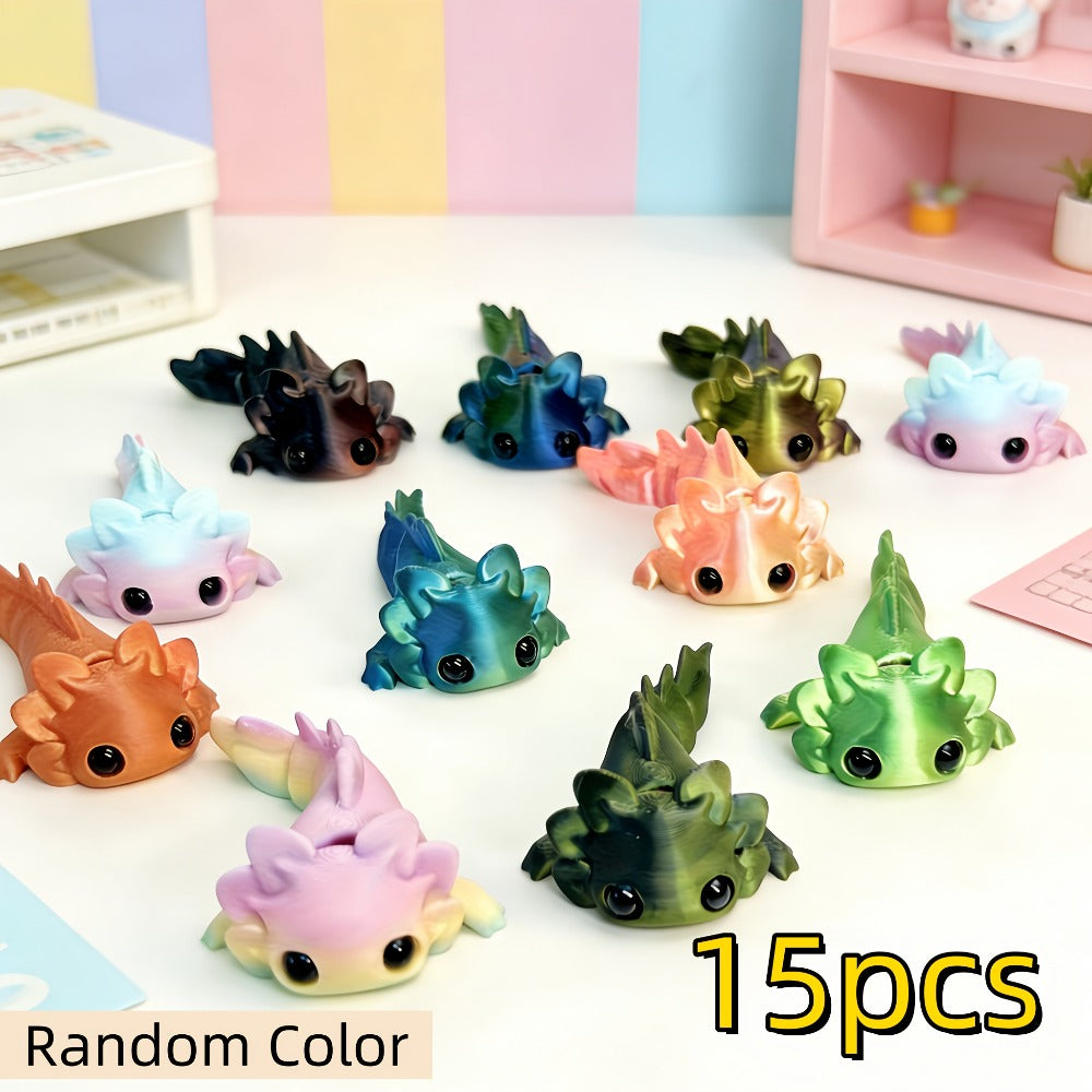3D Printed Axolotl Figures Set 15pcs – Cute Mini Axolotl Toys for Desktop Decoration, DIY Miniature Landscape — image 3