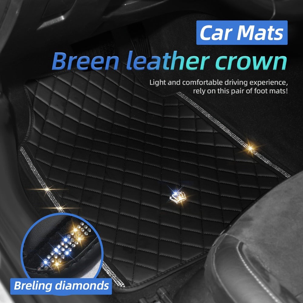 Quilted Crown Car Floor Mats, Four-Piece Set in Red, Black or Prismatic Embossed Style Options — image 10