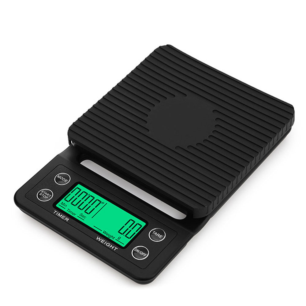 Digital kitchen coffee scale with timer, high - precision LCD, 5kg/0.1g - V.I.P Digital Presence