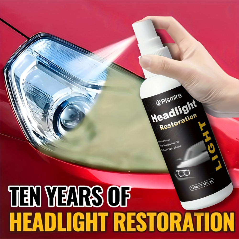 Headlight Restoration Kit Ceramic Coating Spray 100ml No Sanding No Polishing Required Quick Restore Yellowed Foggy Car Headl