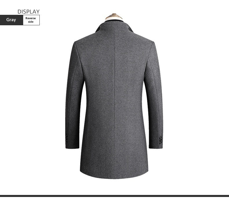 Middle-aged Men's Coat Stand-up Collar Woolen Coat