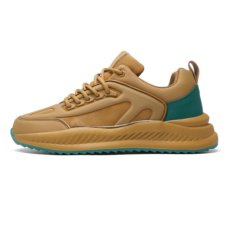 Men's Leather Platform Sneakers - Lightweight Soft Sole Casual Trainers