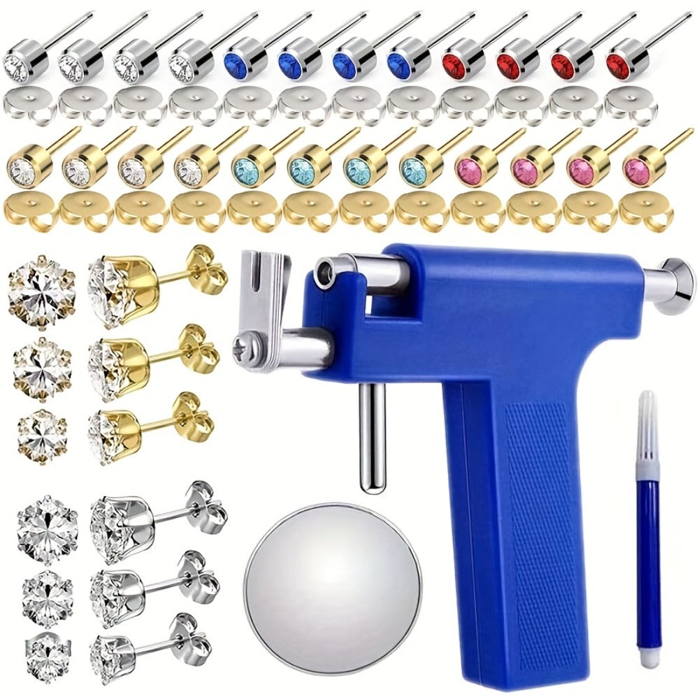 Ear Piercing Gun Kit 37pcs Professional Set, 24 Stainless Steel Earrings, 12 Crown Earrings — image 2