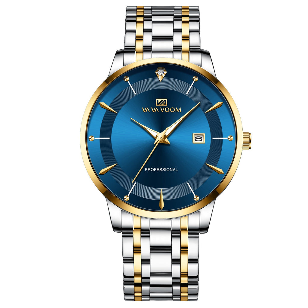 Men's Business Waterproof Stainless Steel Calendar Watch