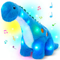 Plush Toy Blue Dinosaur with LED Glow and Optional Music for Colorful Interactive Display for Character Display, Room Decor a