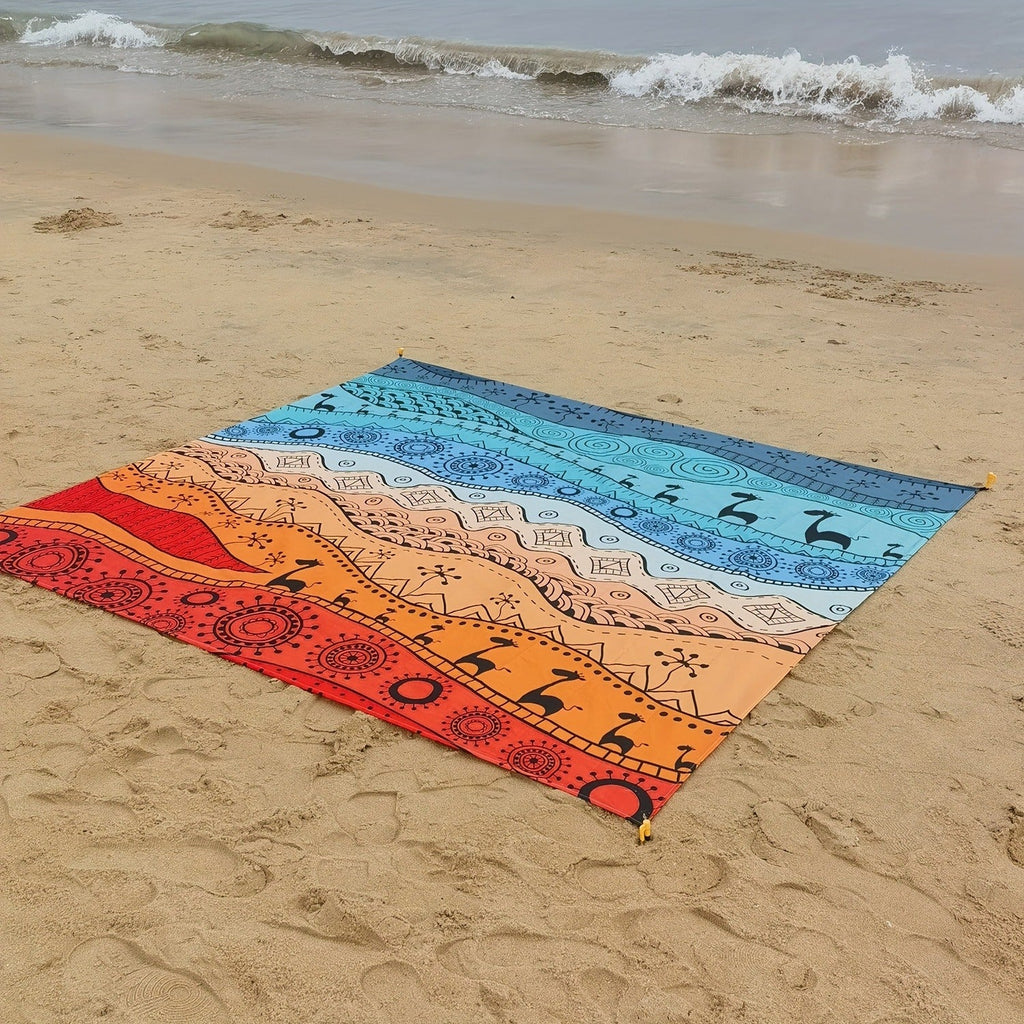 Printed Beach Mat with 19 Exact Size-and-Pattern Options, 198 x 205cm to 275 x 305cm with Stakes and Pouch — image 31