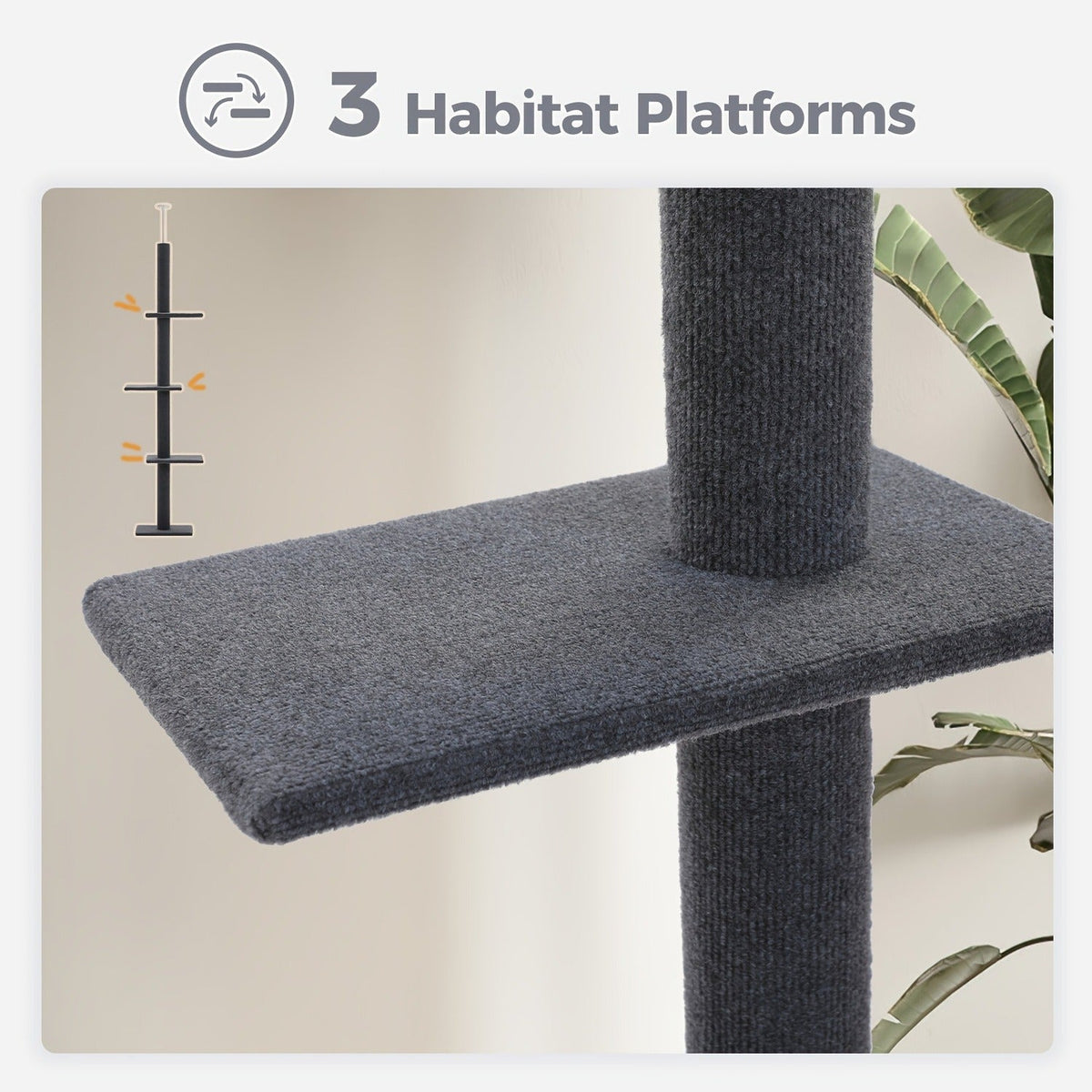 90-107.9-Inch Floor-to-Ceiling Cat Tree with Four Platforms, Tension Post and Five Style Options — image 8