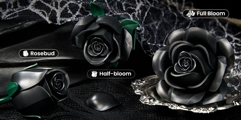 Building Block Set Black Rose Bouquet, 152-Piece Three-Flower Model with Adjustable Stems and Leaves for Display — image 16
