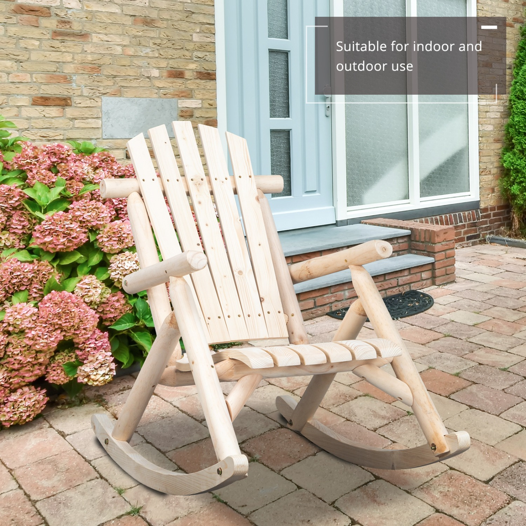 Patio Cedar Rocking Chair 26" Fan-Shaped Backrest Outdoor Rocker for Garden Poolside Patio — image 25