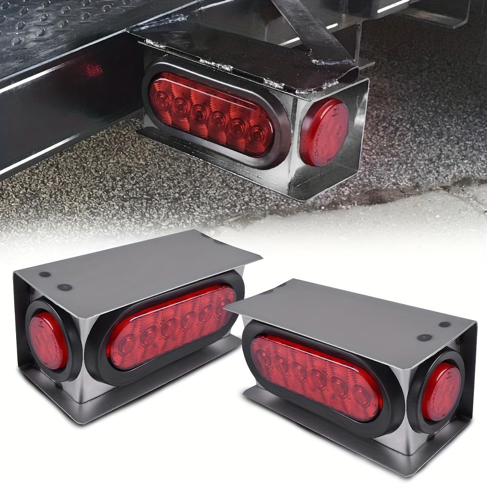 LED Trailer Tail Lights Kit – 6-Inch Oval Rear Lights with Metal Light Box & 2-Inch Amber Round Marker Lights — image 2