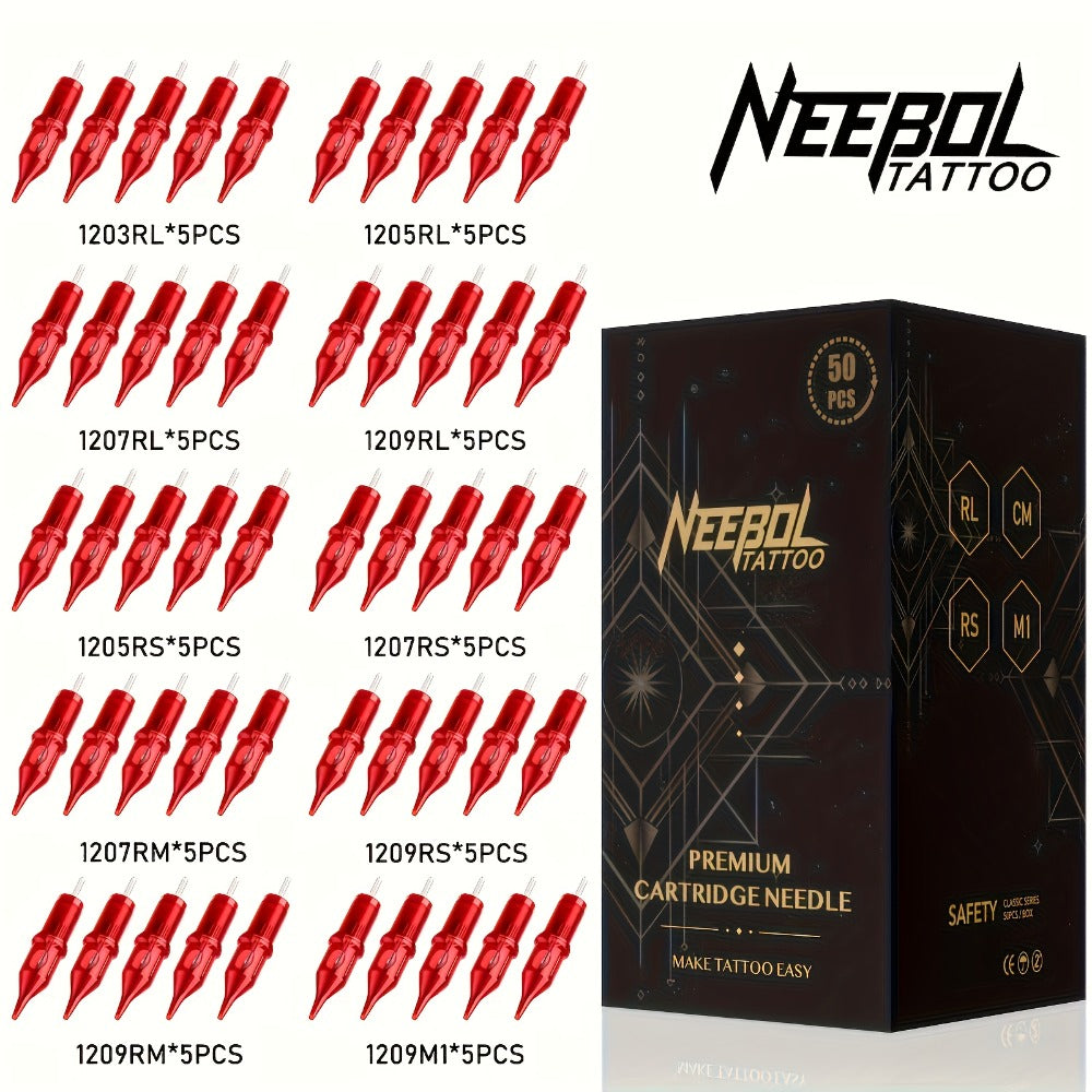 Assorted Tattoo Cartridge Needles Set 20/50pcs - Round Liner Shader Curved Mag Mixed Pack, #10 Bugpin #12 Standard — image 11