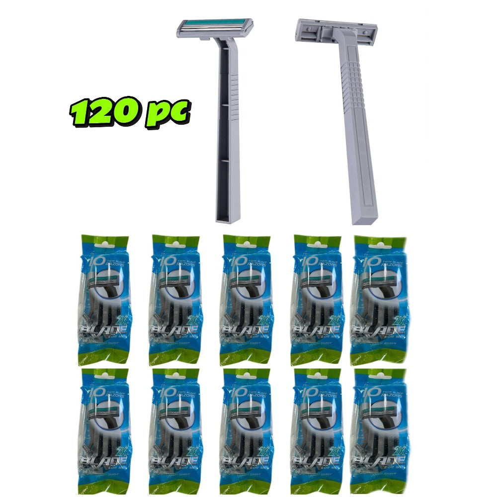 Disposable Razors Bulk 120 Pack Double Blade Stainless Steel – Fresh Smooth Close Shave for Men & Women, Face Legs Underarms 