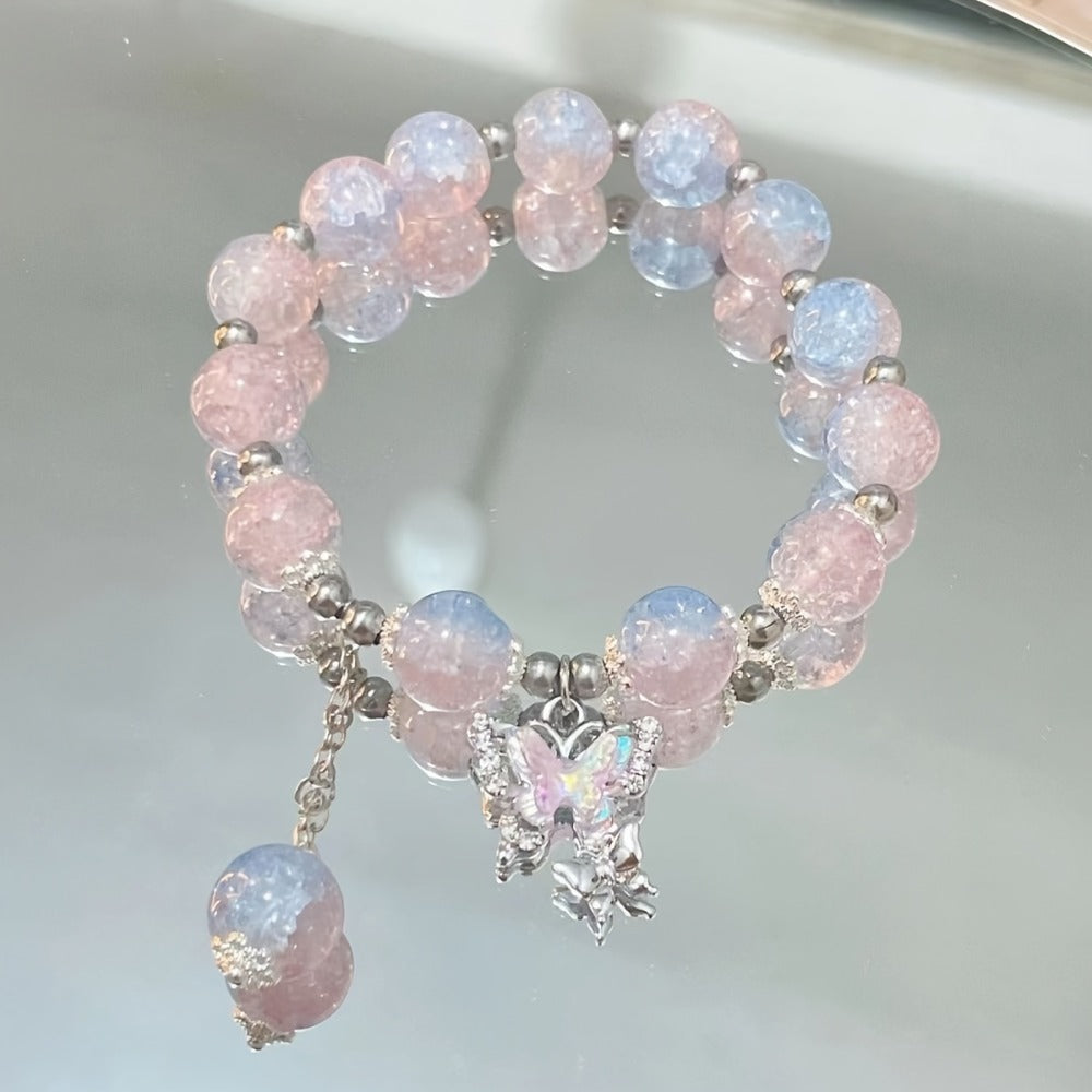 Press On Nails 96-Piece Long Ballerina Blue Gradient 3D Flower Butterfly Set with Four Bracelets — image 10