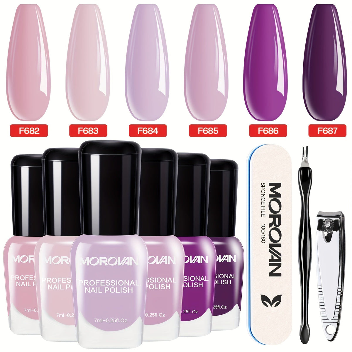 Six-Piece Air-Dry Nail Polish Set in Cherry Blossom Pink or Light Purple and Nude Pink Collections — image 11