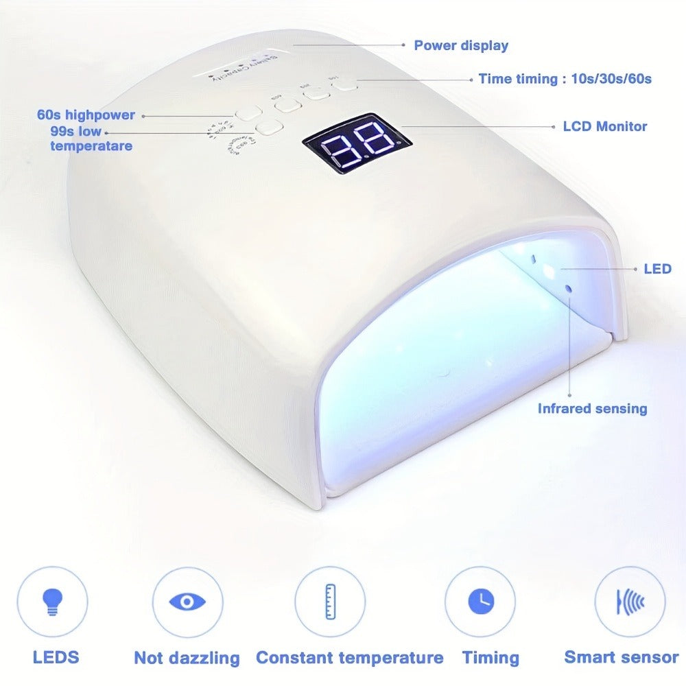 Rechargeable UV LED Nail Lamp with 33 Light Beads, Four-Button Display and Three Style Options — image 9