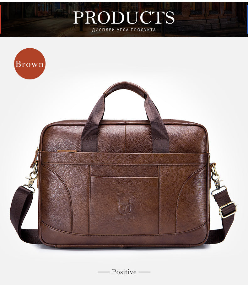 Full-grain Leather Large-capacity Men's Briefcase