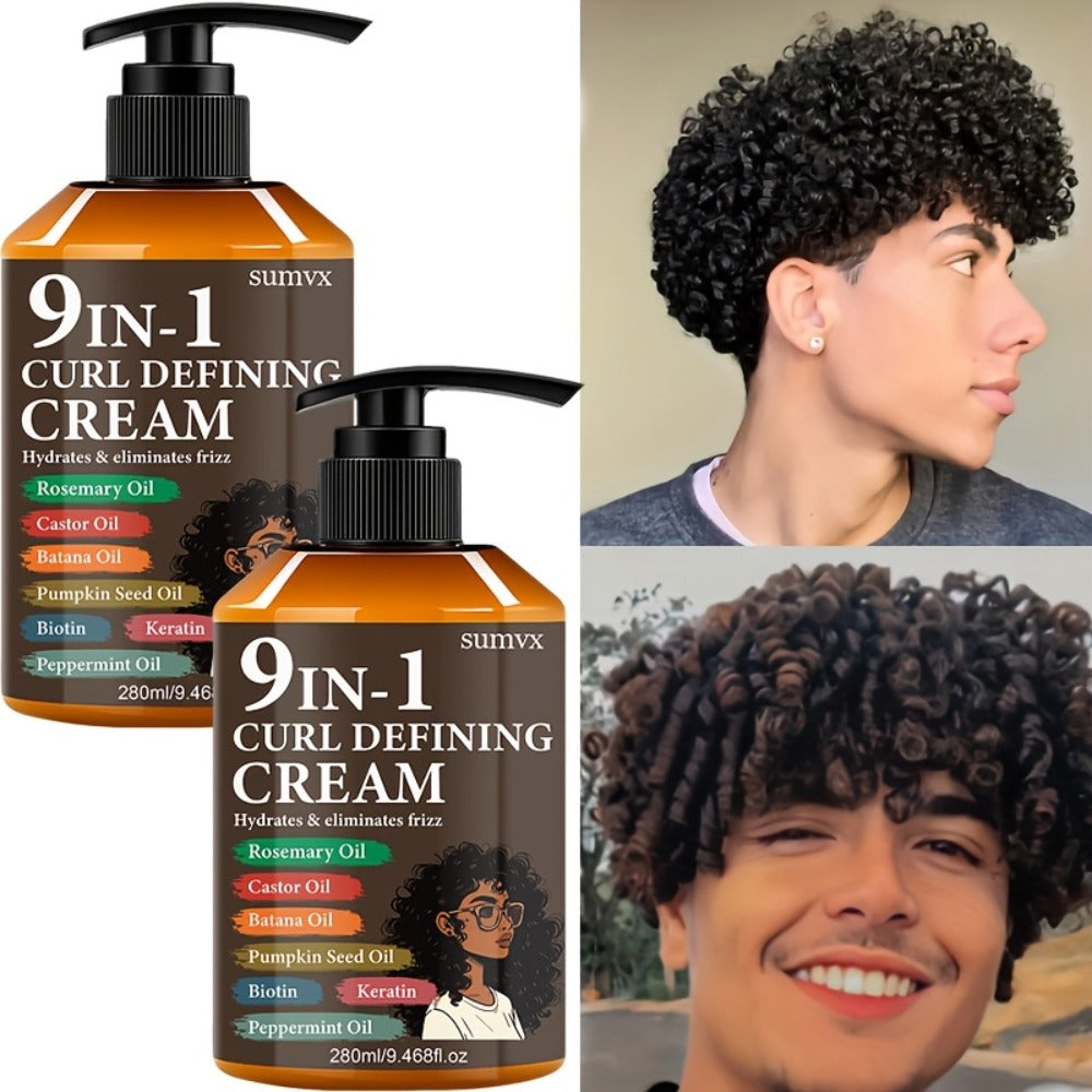 9-in-1 Curl Defining Cream by SUMVX in a Two-Pack of 280ml Pump Bottles with Seven Front-Label Ingredients — image 2