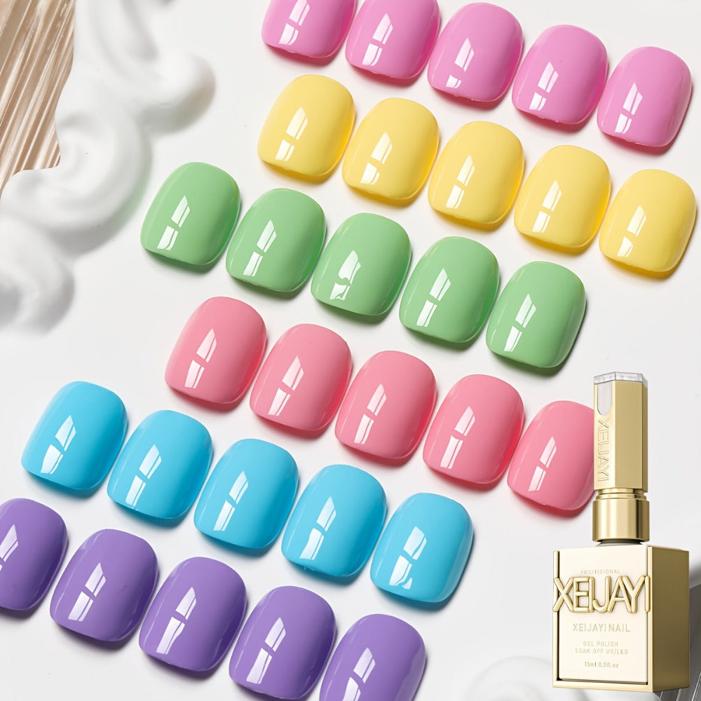 Gel Nail Polish Set with XEIJAYI Label, 6 Sweetheart Candy Gel Colors in Shades 118 to 123 — image 1