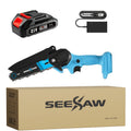 Electric Pole Saw 2-in-1 Cordless with 8" & 6" Chain, 20V 4.0Ah Battery, Adjustable Extendable Tree Pruner for Wood Cutting —