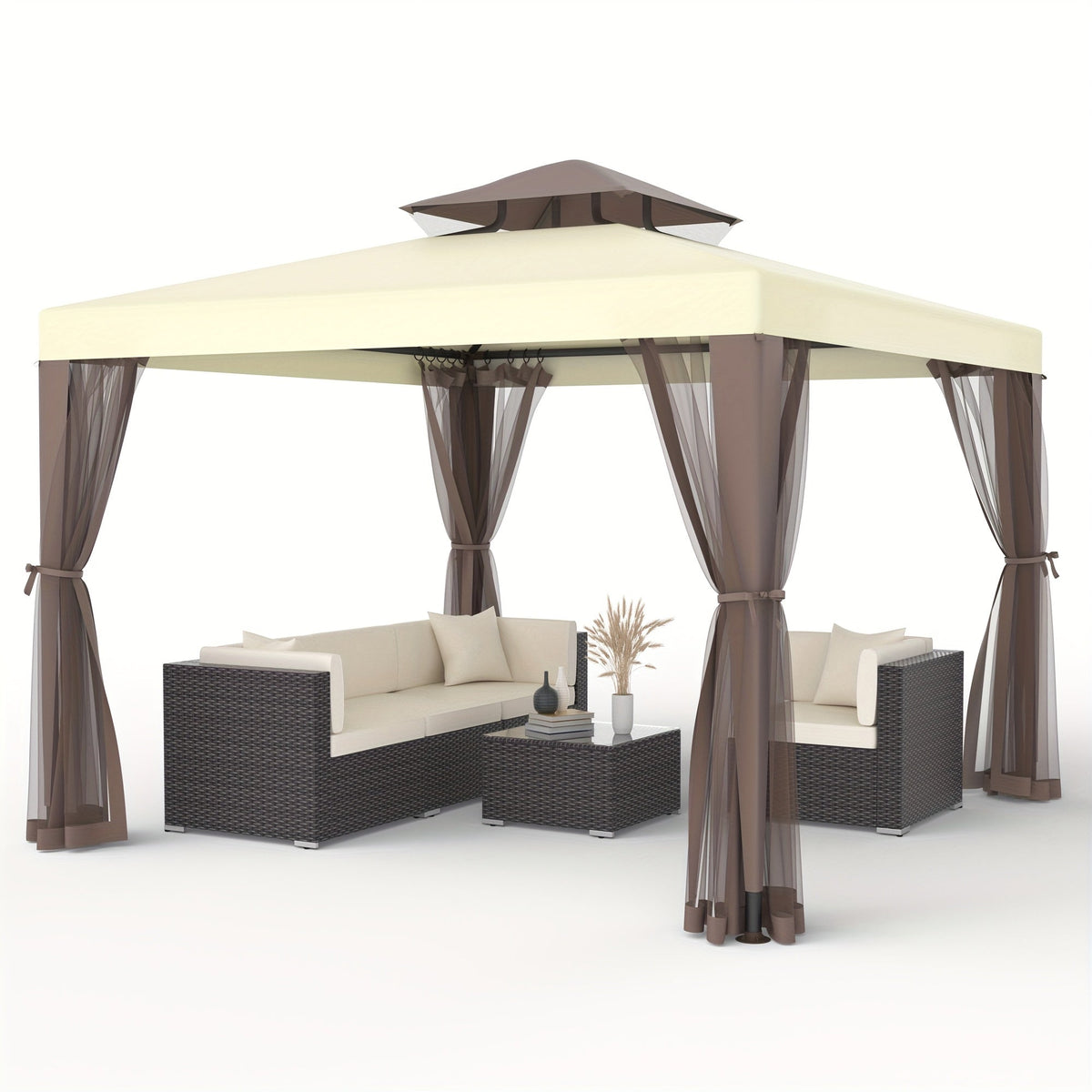 Gazebo Tent 10x10 FT Mosquito Netting Quick Setup Outdoor Canopy for Garden, Yard and Pest Management — image 1