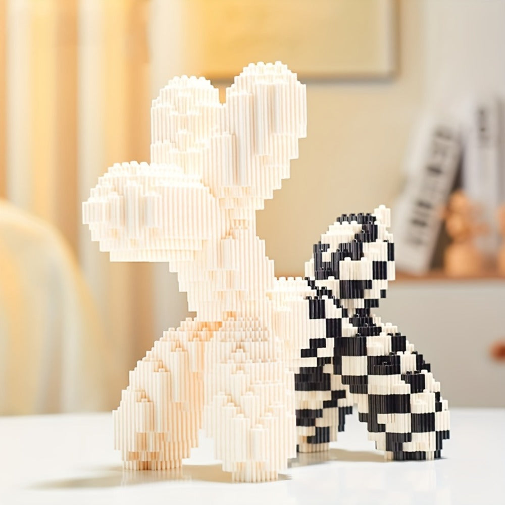Balloon Dog Building Blocks Set – Colorful Interlocking Brick Sculpture Pop Art Home Decor Display Model for Adults Teens Art